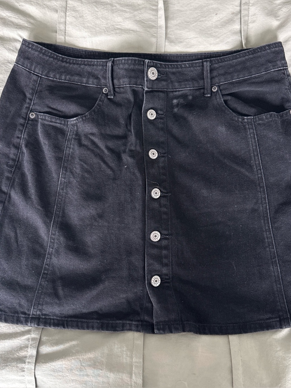 American Eagle Outfitters Black Button-Front Mini Skirt